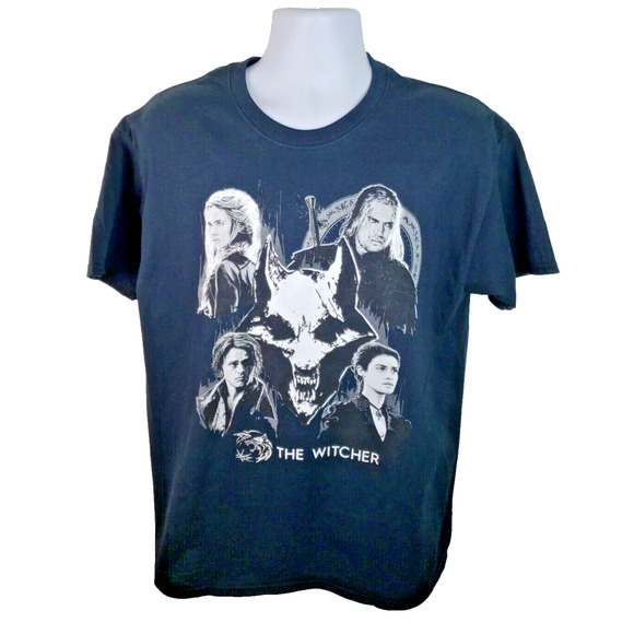 Official The Witcher Henry Cavill Netflix TV Geralt Rivia Black Tshirt Size L - Picture 1 of 4